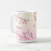 Floral Cherry Blossom Monogram Pink Koffiemok (Voorkant links)