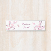 Floral Cherry Blossom Monogram Pink White Deurbordje (Voorkant)