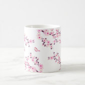 Floral Cherry Blossom Monogram Pink White Koffiemok (Center)