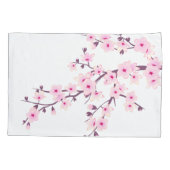 Floral Cherry Blossom Monogram Pink White Pillow Kussensloop (Achterkant)