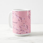 Floral Cherry Blossom Monogram Roze koffie Koffiemok (Voorkant links)