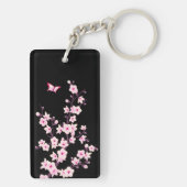 Floral Cherry Blossom Monogram Sleutelhanger (achterkant)