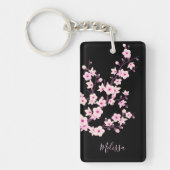 Floral Cherry Blossom Monogram Sleutelhanger (Voorkant)