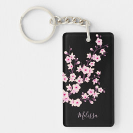 Floral Cherry Blossom Monogram Sleutelhanger