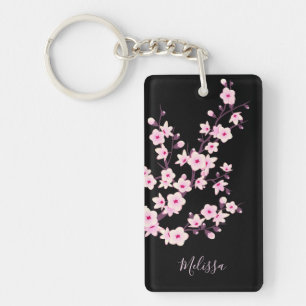 Floral Cherry Blossom Monogram Sleutelhanger