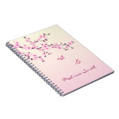 Floral Cherry Blossom Monogram voeg naam en jaar t Notitieboek (Rechterzijde)