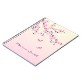 Floral Cherry Blossom Monogram voeg naam en jaar t Notitieboek (Linkerzijde)