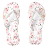 Floral Cherry Blossom Naam Roze Wit Teenslippers (Voetbed)