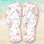 Floral Cherry Blossom Naam Roze Wit Teenslippers