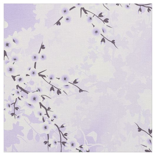 Floral Cherry Blossom Paars Pattern Stof (Close Up)