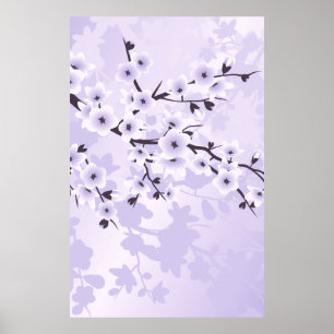Floral Cherry Blossom Paars Poster