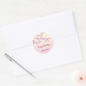 Floral Cherry Blossom Pink | Aangepaste verjaardag Ronde Sticker (Envelop)