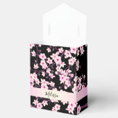 Floral Cherry Blossom Pink Black Aangepast Bedankdoosjes (Geopend)