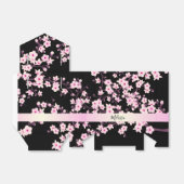 Floral Cherry Blossom Pink Black Aangepast Bedankdoosjes (Uitgevouwen)