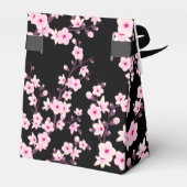 Floral Cherry Blossom Pink Black Aangepaste verjaa Bedankdoosjes (Achterkant)