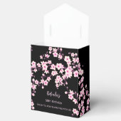 Floral Cherry Blossom Pink Black Aangepaste verjaa Bedankdoosjes (Geopend)
