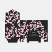 Floral Cherry Blossom Pink Black Aangepaste verjaa Bedankdoosjes (Uitgevouwen)
