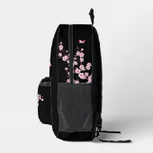 Floral Cherry Blossom Pink Black Bedrukte Rugzak (Rechts)