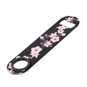 Floral Cherry Blossom Pink Black Speed Flessenopener (Achterkant Gekanteld)