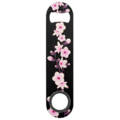 Floral Cherry Blossom Pink Black Speed Flessenopener (Voorkant)