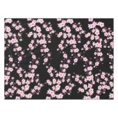 Floral Cherry Blossom Pink Black Tafelkleed (Voorkant (Horizontaal))