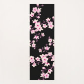 Floral Cherry Blossom Pink Black Yogamat (Voorkant)