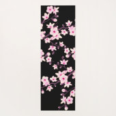 Floral Cherry Blossom Pink Black Yogamat (Achterkant)