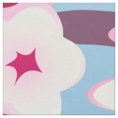 Floral Cherry Blossom Pink Blue Stof (Close Up)