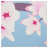 Floral Cherry Blossom Pink Blue Stof (Swatch)
