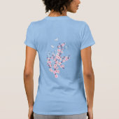 Floral Cherry Blossom Pink Blue T-shirt (Achterkant)