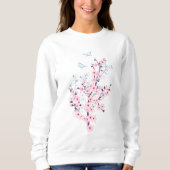 Floral Cherry Blossom Pink Blue Trui (Voorkant)