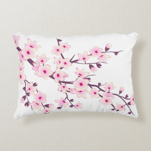 Floral Cherry Blossom Pink Change Background Decoratief Kussen
