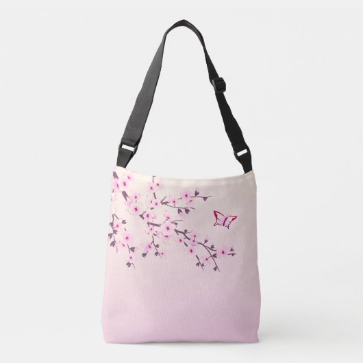 Floral Cherry Blossom Pink Girly Crossbody Tas (Voorkant)