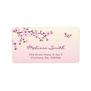 Floral Cherry Blossom Pink Girly Etiket