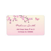 Floral Cherry Blossom Pink Girly Etiket (Voorkant)