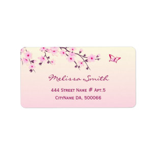 Floral Cherry Blossom Pink Girly Etiket