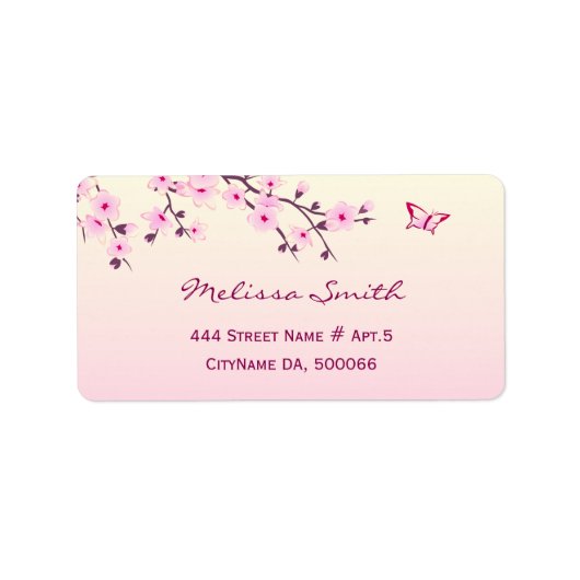Floral Cherry Blossom Pink Girly Etiket (Voorkant)