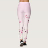 Floral Cherry Blossom Pink Girly Leggings (Achterkant)