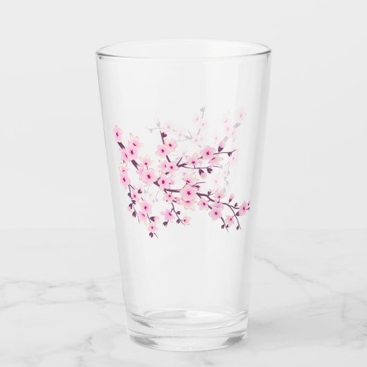 Floral Cherry Blossom Pink Glas (Achterkant)