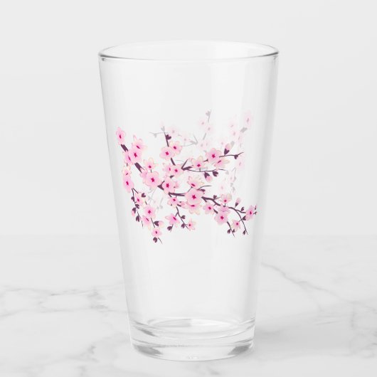 Floral Cherry Blossom Pink Glas (Voorkant)