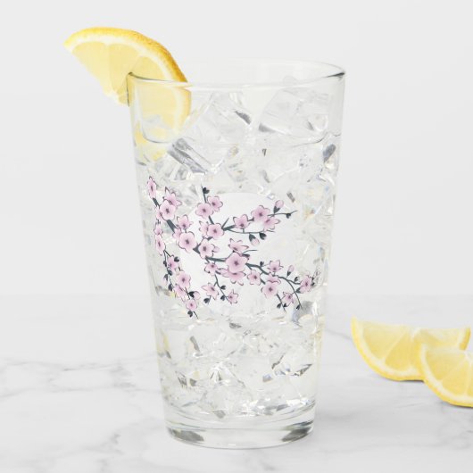 Floral Cherry Blossom Pink Glas (Voorkant ijs)