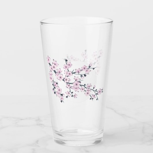 Floral Cherry Blossom Pink Glas (Voorkant)