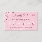 Floral Cherry Blossom Pink Glitter Loyalty Visitekaartje (Voorkant)