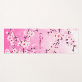 Floral Cherry Blossom Pink Glitter Monogram Yogamat (Voorkant (horizontaal))