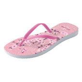 Floral Cherry Blossom Pink Glitter Name Monogram Teenslippers (Schuin)