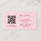 Floral Cherry Blossom Pink Glitter QR Code Visitekaartje (Achterkant)