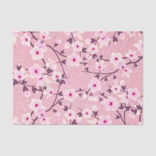 Floral Cherry Blossom Pink Glitter Tissuepapier