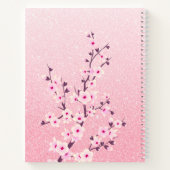 Floral Cherry Blossom Pink Glitter Voeg Naam toe Notitieboek (Achterkant)