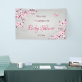 Floral Cherry Blossom Pink Grey Baby shower Spandoek (Beurs)