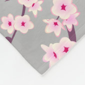 Floral Cherry Blossom Pink Grey Fleece Deken (Hoek)